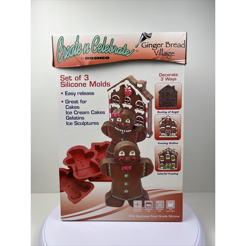 Create N Celebrate by Roshco -‎ Gingerbread Village 3-piece Silicone Baking Set